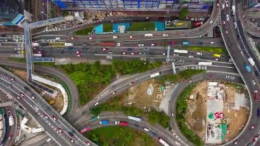 Gün zaman Bay trafik yol kavşağı hava Timelapse 4k Hong Kong