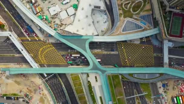 Hora Del Día Bay Traffic Road Junction Aerial Timelapse Hong — Vídeos de Stock