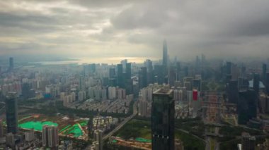 Gün zaman cityscape downtown üstten görünüm 4k timelapse Çin