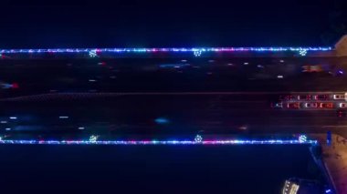 Gece aydınlatma Sanya cityscape Rating sokak hava panorama 4k timelapse Çin