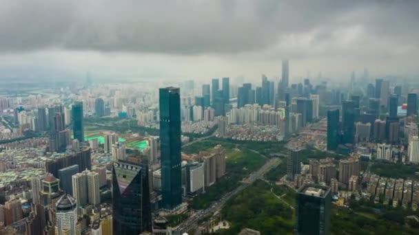 Day Time Illumination Shenzhen Downtown Traffic Street Crossroad Top View — Stok Video