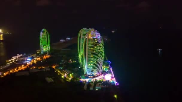 Sanya Hainan September 2018 Sanya Berühmte Inselgebäude Luftaufnahme Zeitraffer September — Stockvideo