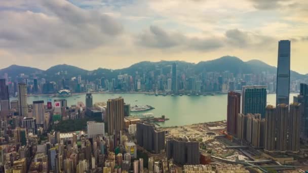 Гонконг Октября 2018 Солнечный День Знаменитый Городской Пейзаж Центре Города — стоковое видео