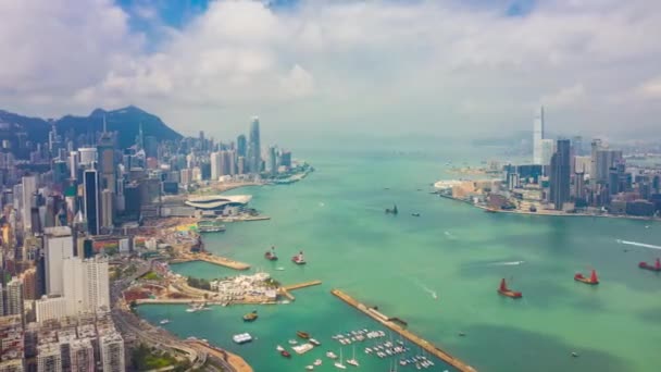 Hong Kong Oktober 2018 Solig Dag Berömda Stadsbilden Downtown Trafikerar — Stockvideo