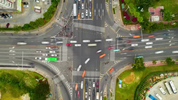 Sanya Stadsbilden Trafik Gatan Antenn Panorama Timelapse Kina — Stockvideo