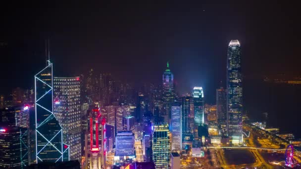 Noc Peakscape Noc Hong Kong Tower Bay Panorama Time Lapse — Wideo stockowe