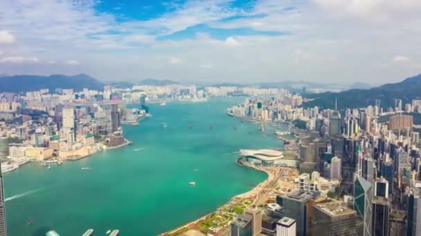 Гонконг 2018 Жовтня Сонячний День Відомий Міський Пейзаж Центрі Трафіку — стокове відео