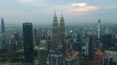 kuala lumpur Klcc park balina gölet şehir Panoraması 4 k zaman sukut malaisia