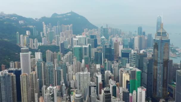 Día Tiempo Paisaje Urbano Centro Ciudad Panorama Aéreo Hong Kong — Vídeo de stock