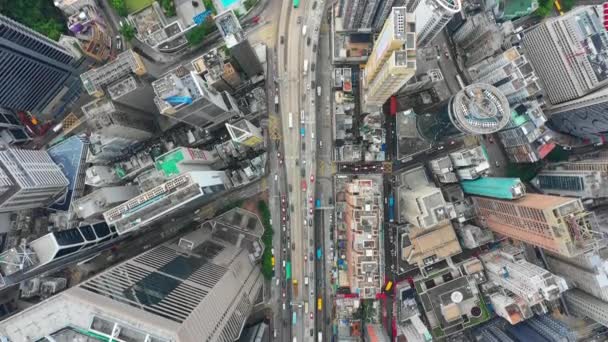Hora Del Día Bay Traffic Road Junction Aerial Hong Kong — Vídeos de Stock