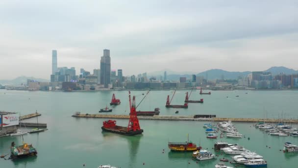 Den Čas Panoráma Města Letecké Panorama Hong Kong — Stock video