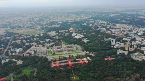 Dia Tempo Bangalore Cidade Famoso Palácio Frente Parque Aéreo Panorama — Vídeo de Stock