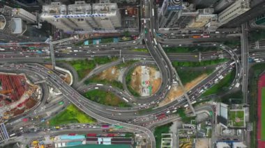 Gün zaman Bay trafik yol kavşağı hava 4k Hong Kong