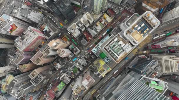 Dia Tempo Cityscape Downtown Panorama Aéreo Hong Kong — Vídeo de Stock