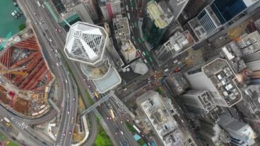 Gün zaman Bay trafik yol kavşağı hava 4k Hong Kong