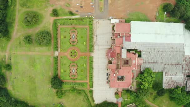 Ημέρα Ώρα Bangalore Διάσημο Παλάτι Μπροστά Πάρκο Πόλης Εναέρια Ινδία — Αρχείο Βίντεο