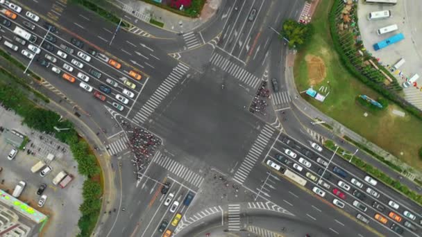Sanya Stadsbilden Trafik Gatan Antenn Panorama Kina — Stockvideo