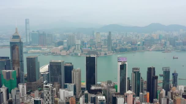 Dag Tijd Cityscape Centrum Luchtfoto Panorama Hongkong — Stockvideo