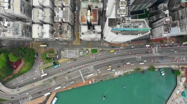 Gün zaman Bay trafik yol kavşağı hava 4k Hong Kong