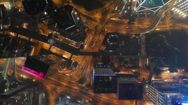 Tiempo Nocturno Bay Traffic Road Junction Aerial Hong Kong — Vídeos de Stock