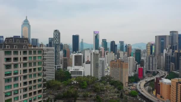 Dzień Czas Gród Centrum Lotnicze Panorama Hong Kong — Wideo stockowe