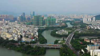 Gün zaman sanya cityscape Rating sokak hava panorama 4k Çin