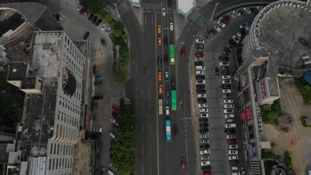 Sanya Stadsbilden Trafik Gatan Antenn Panorama Kina — Stockvideo