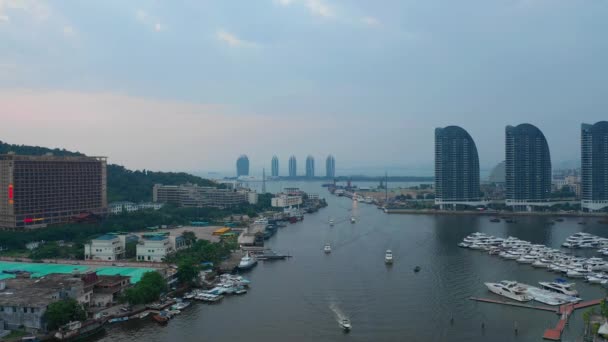 Sanya Hainan September 2018 Sanya Berömda Byggnader Antenn Panorama Circa — Stockvideo