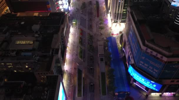 Iluminación Nocturna Shenzhen Tráfico Céntrico Calle Cruce Vista Superior China — Vídeo de stock