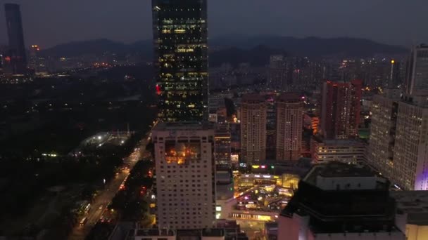 Iluminação Noturna Shenzhen Baixa Tráfego Rua Encruzilhada Vista Superior China — Vídeo de Stock