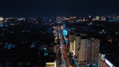 gece aydınlatma sanya cityscape Rating sokak hava panorama 4k Çin