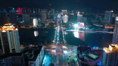 gece aydınlatma sanya cityscape Rating sokak hava panorama 4k Çin