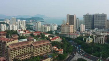 Gün zaman sanya cityscape Rating sokak hava panorama 4k Çin