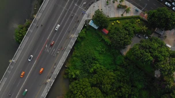 Sanya Stadsbilden Trafik Gatan Antenn Panorama Kina — Stockvideo