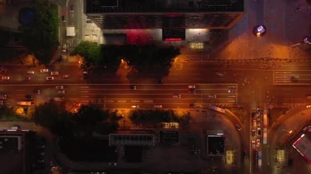 Illumination Nocturne Shenzhen Centre Ville Circulation Rue Carrefour Vue Chine — Video