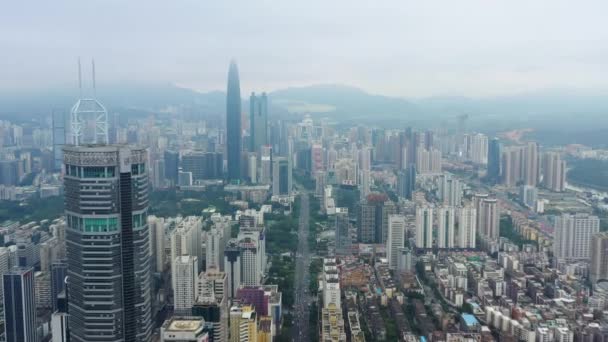 Shenzhen Dzień Gród Centrum Widok Góry Chiny — Wideo stockowe