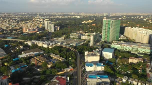 Bangalore Índia Setembro 2018 Dia Ensolarado Bangalore Cityscape Downtown Aerial — Vídeo de Stock