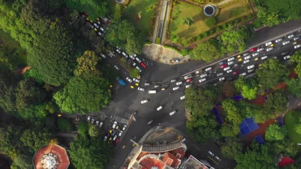 Bangalore City Ruchu Park Skrzyżowanie Ulicy Antenowe Topdown Panorama Indie — Wideo stockowe
