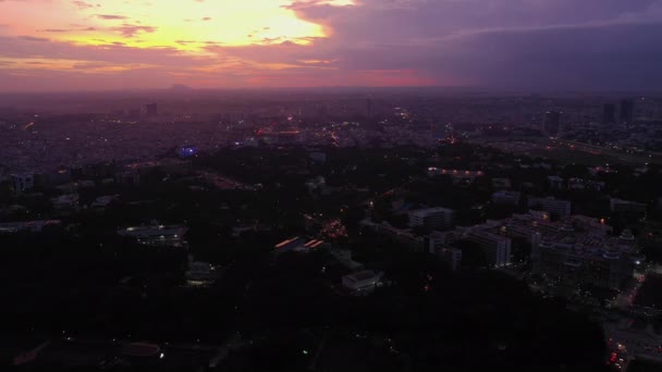 Coucher Soleil Ciel Bangalore Ville Haut Panorama Aérien Inde — Video