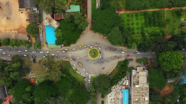 Bangalore Stad Verkeer Park Straat Kruispunt Luchtfoto Pioniersessies Panorama India — Stockvideo