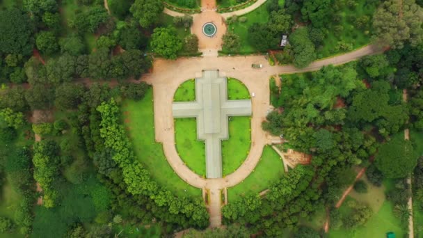 Bangalore Ville Célèbre Botanique Jardin Serre Aérienne Topdown Panorama Inde — Video