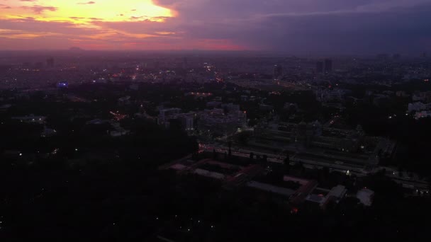 Sonnenuntergang Himmel Bangalore Stadt Hohe Luftaufnahme Indien — Stockvideo