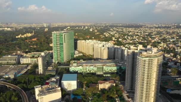 Bangalore Índia Setembro 2018 Dia Ensolarado Bangalore Cityscape Downtown Aerial — Vídeo de Stock