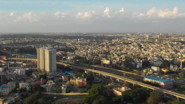 Bangalore Indien September 2018 Sonniger Tag Bangalore Stadtbild Innenstadt Luftbild — Stockvideo