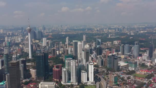 Słoneczny Dzień Kuala Lumpur City Downtown Słynnej Wieży Antena Malezja — Wideo stockowe