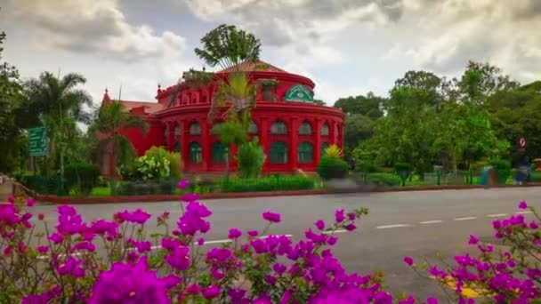 Bangalore Città Famosa Biblioteca Statale Edificio Traffico Strada Panorama Timelapse — Video Stock