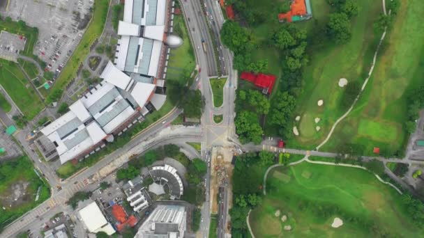 Wieczorem Kuala Lumpur Centrum Park Ruchu Ulicy Antenowe Topdown Panorama — Wideo stockowe