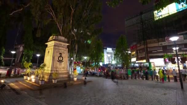 Nacht Beleuchtet Bangalore Stadt Überfüllt Straße Platz Verkehr Panorama Zeitraffer — Stockvideo