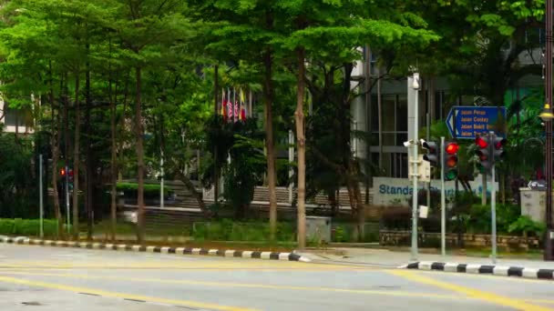 Horário Dia Kuala Lumpur Centro Cidade Tráfego Rua Encruzilhada Metrô — Vídeo de Stock