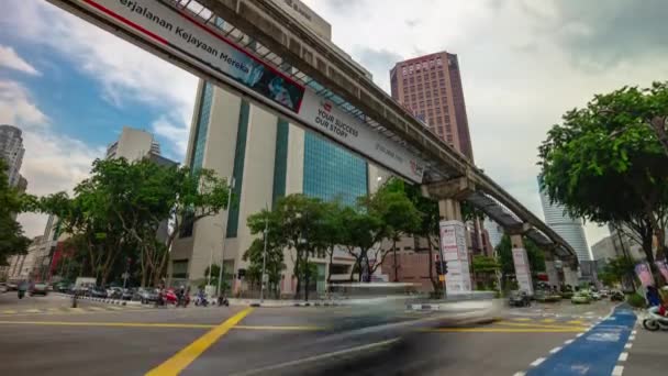 Horário Dia Kuala Lumpur Centro Cidade Tráfego Rua Encruzilhada Metrô — Vídeo de Stock